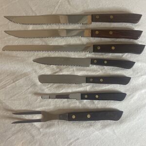 Vintage Ranchero Stainless Steel Lot 7 Piece Knife Set Made In Japan Knives